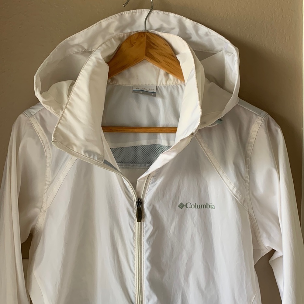 COLUMBIA Omni-Shield White Lightweight Winderbreaker Hoodie Jacket - Picture 2 of 13